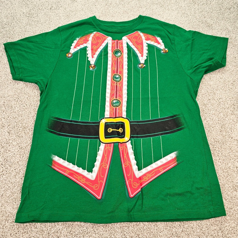 Holiday‎ Time Elf Costume T Shirt Mens Large Green Christmas Festive